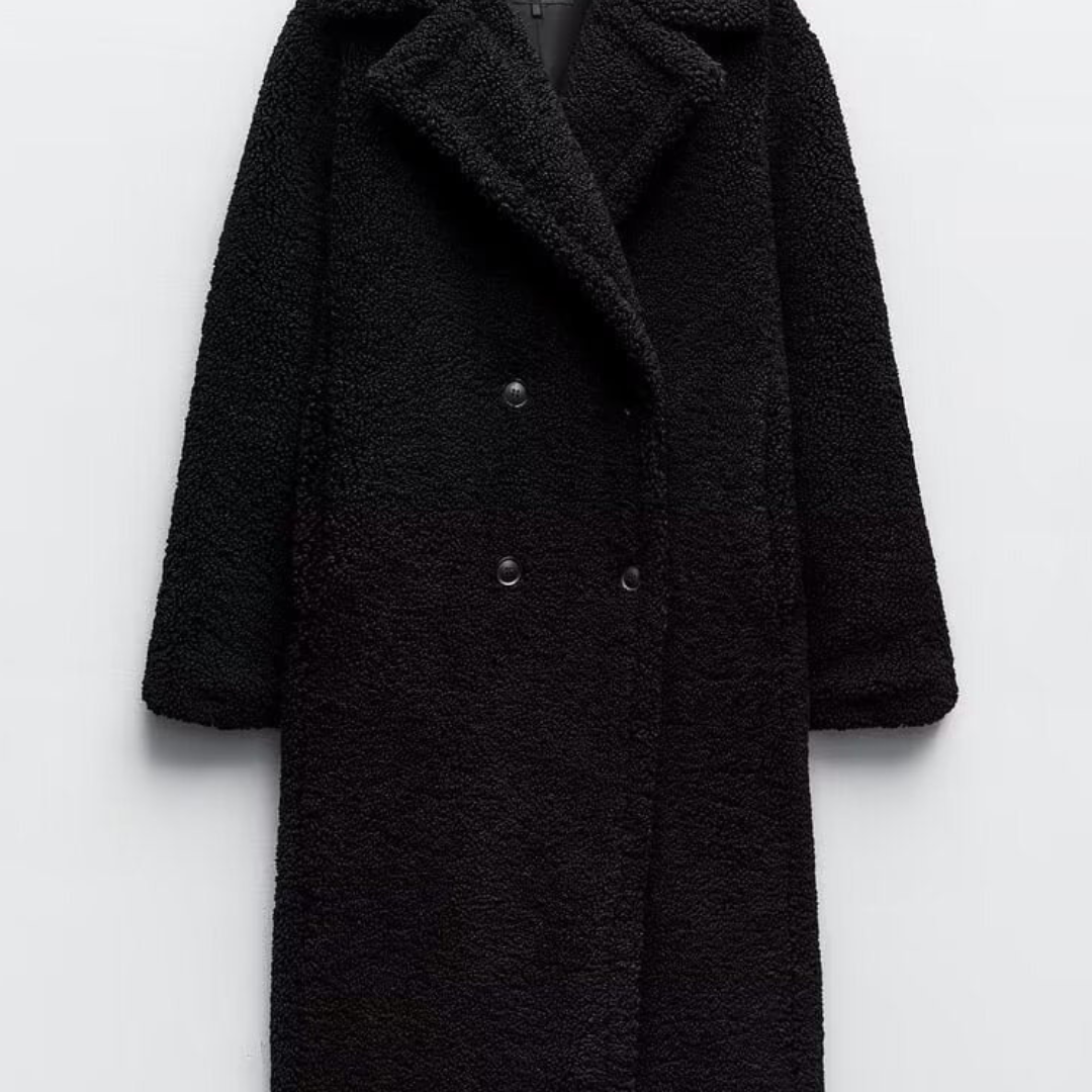 Oversized Women's Teddy Coat – Double-Breasted Fleece Winter Jacket – Soft, Cozy, and Stylish