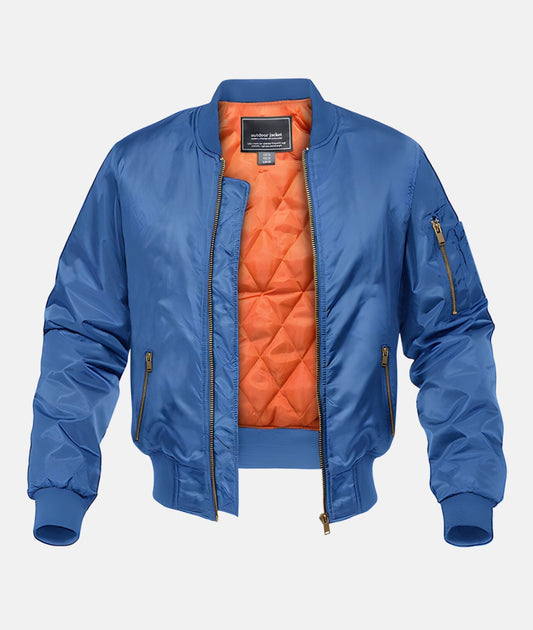Men's Quilted Bomber Jacket – Relaxed Fit, Padded Lining, Ribbed Collar, Zippered Sleeve & Side Pockets – Casual Winter Outerwear