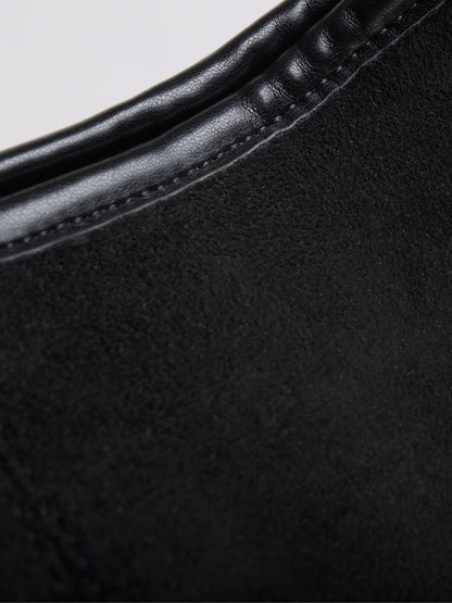 Black Suede Shoulder Bag – Minimalist & Spacious Design