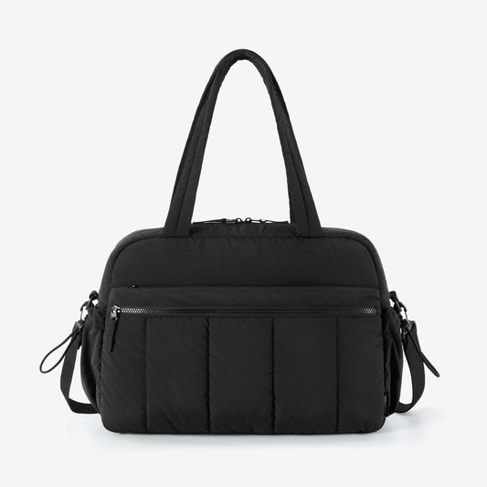 Black Travel Bag for Carry-On – Lightweight & Water-Resistant with Trolley Strap & PVC Pocket