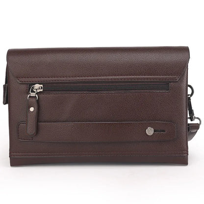 Men's Leather Wristlet Wallet – Multifunctional Clutch with Zippered Pockets