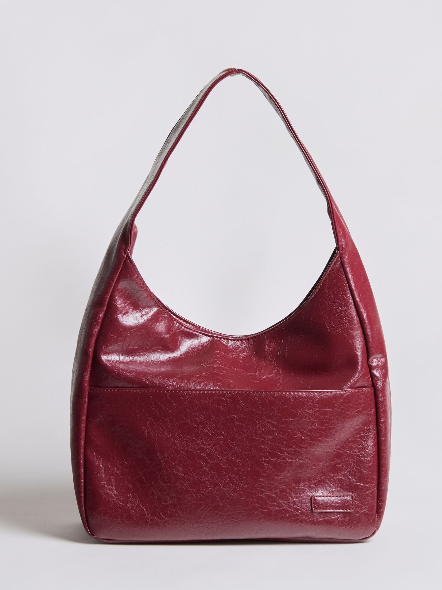 Black Vegan Leather Half-Moon Shoulder Bag – Elegant & Versatile