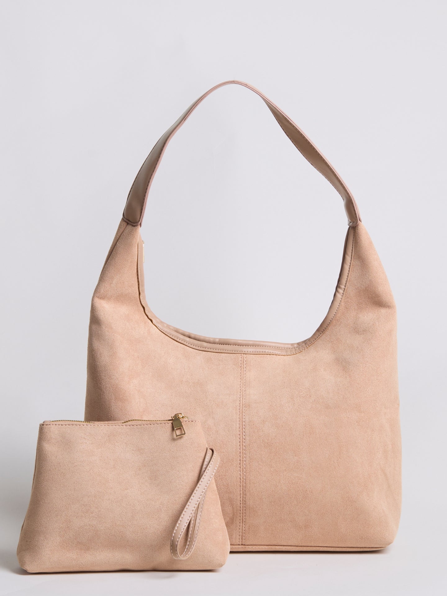 Black Suede Shoulder Bag – Minimalist & Spacious Design
