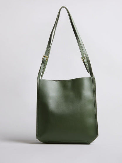 Minimalist Leather Shoulder Bag for Women – Spacious Black & Brown Elegance Handbag