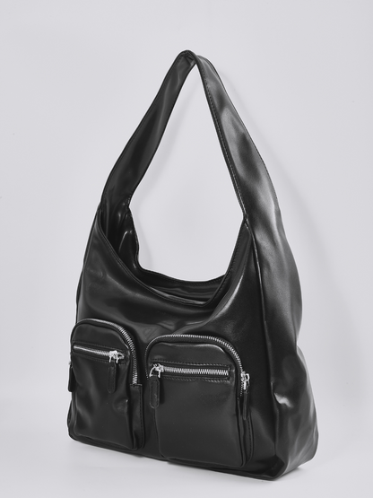Modern Shoulder Bag with Front Pockets – Vegan Leather