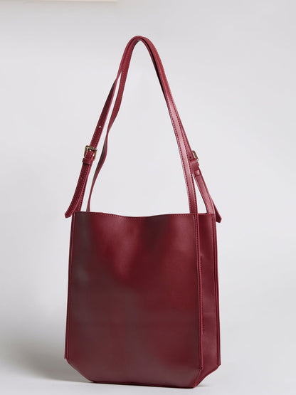 Minimalist Leather Shoulder Bag for Women – Spacious Black & Brown Elegance Handbag