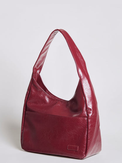 Black Vegan Leather Half-Moon Shoulder Bag – Elegant & Versatile