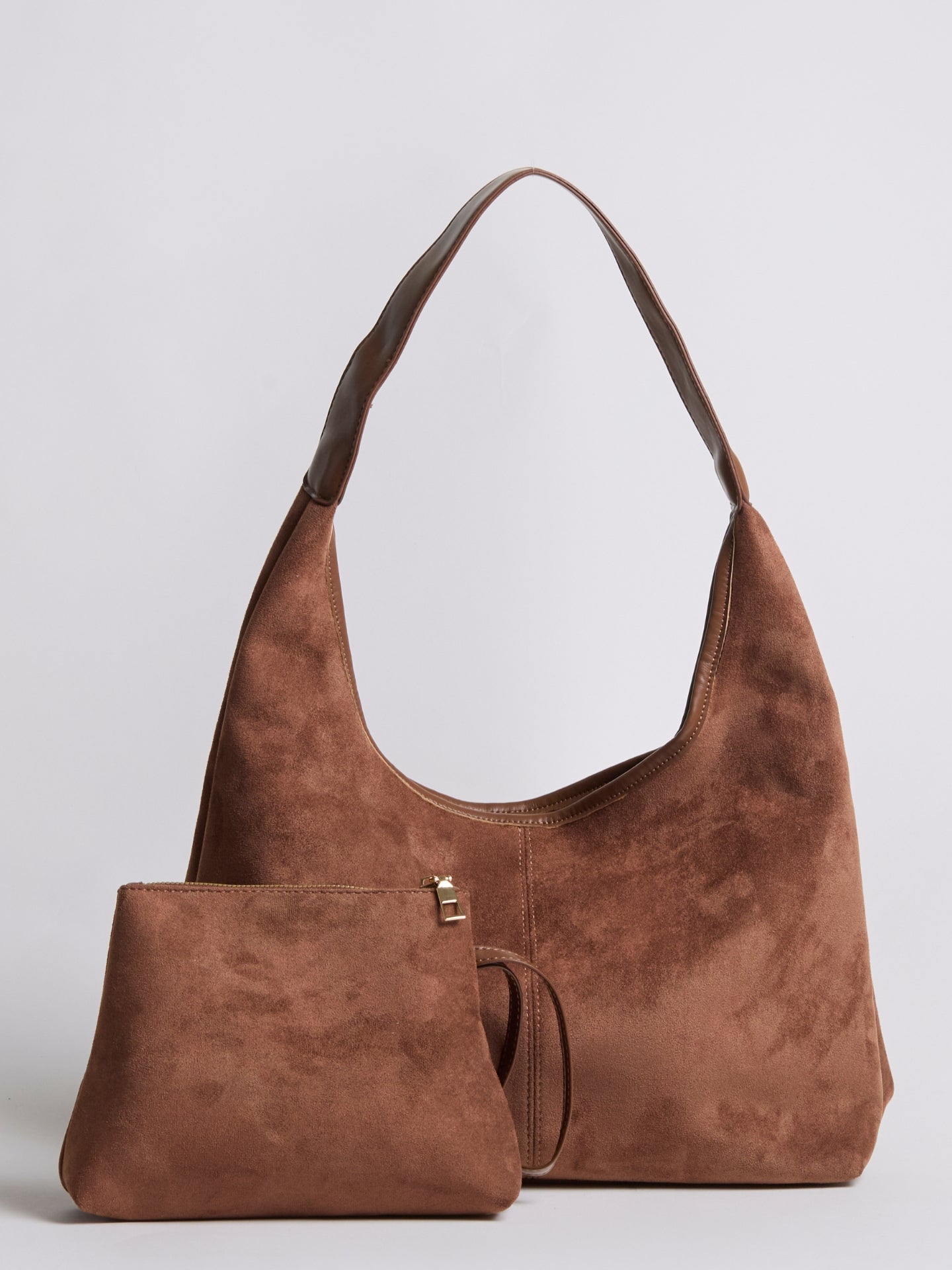 Black Suede Shoulder Bag – Minimalist & Spacious Design