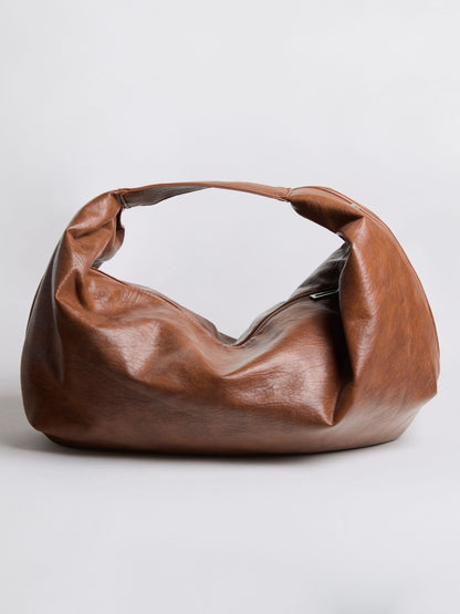 Vegan Leather Soft Hobo Shoulder Bag – Black | Sustainable & Stylish Everyday Tote