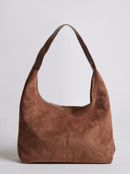 Black Suede Shoulder Bag – Minimalist & Spacious Design