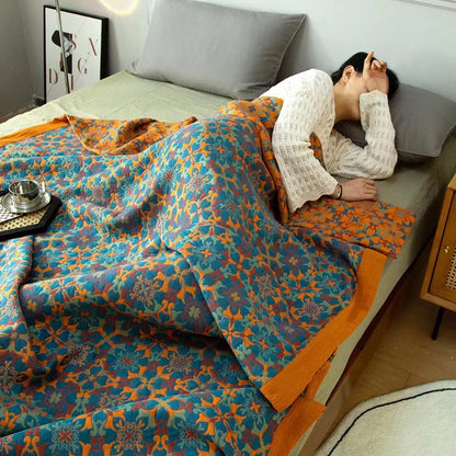 Bohemian Fleece Throw Blanket – Cozy Plaid with Colorful Pattern for Sofa & Bed