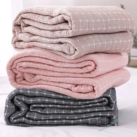 Soft Cotton Throw Blanket with Plaid Pattern – Lightweight, Breathable & Stylish Plaid for Bed and Sofa