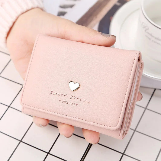 Vintage Kaylee Wallet – Stylish Compact PU Leather Purse with Heart Detail