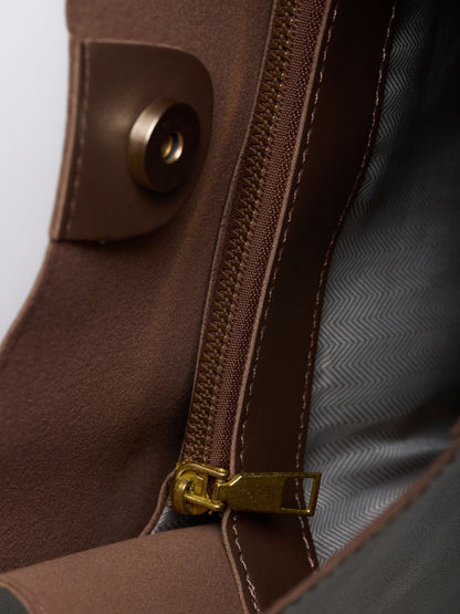 Minimalist Leather Shoulder Bag for Women – Spacious Black & Brown Elegance Handbag
