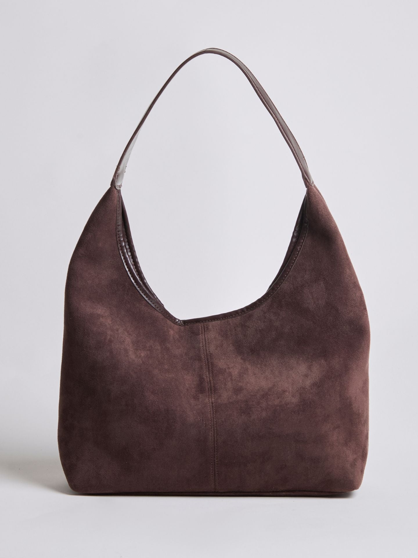 Black Suede Shoulder Bag – Minimalist & Spacious Design