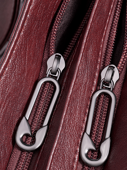 Vegan Leather Shoulder Bag with Multiple Pockets – Practical & Stylish