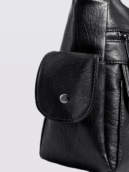 Vegan Leather Shoulder Bag with Multiple Pockets – Practical & Stylish