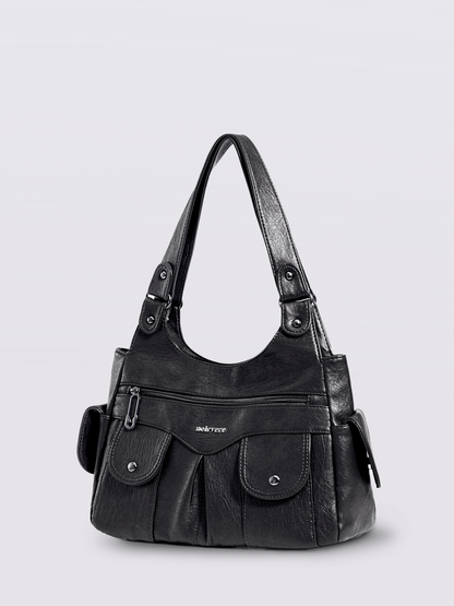 Vegan Leather Shoulder Bag with Multiple Pockets – Practical & Stylish