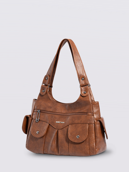 Vegan Leather Shoulder Bag with Multiple Pockets – Practical & Stylish