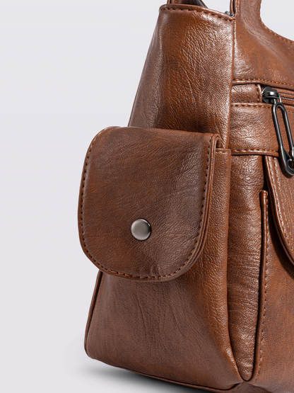 Vegan Leather Shoulder Bag with Multiple Pockets – Practical & Stylish