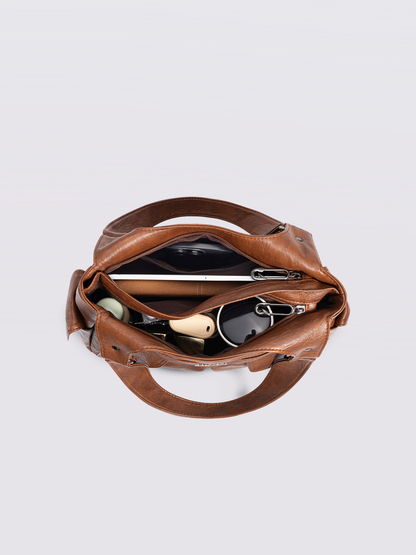 Vegan Leather Shoulder Bag with Multiple Pockets – Practical & Stylish