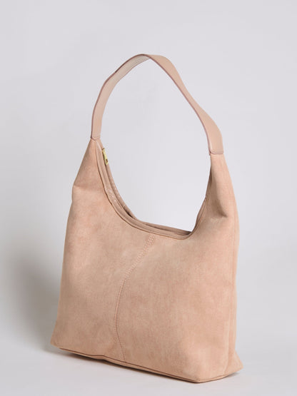 Black Suede Shoulder Bag – Minimalist & Spacious Design