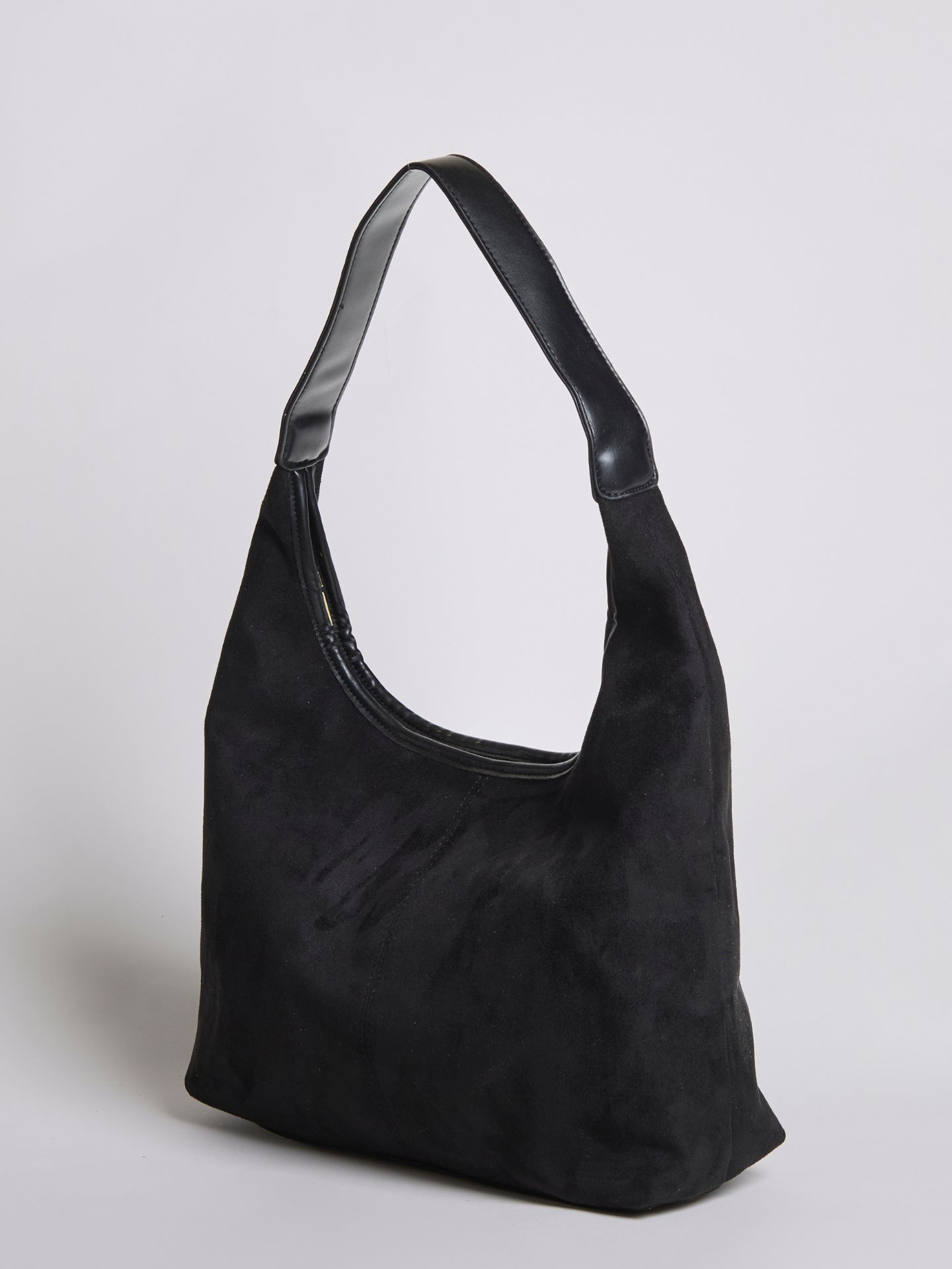 Black Suede Shoulder Bag – Minimalist & Spacious Design