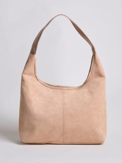 Black Suede Shoulder Bag – Minimalist & Spacious Design