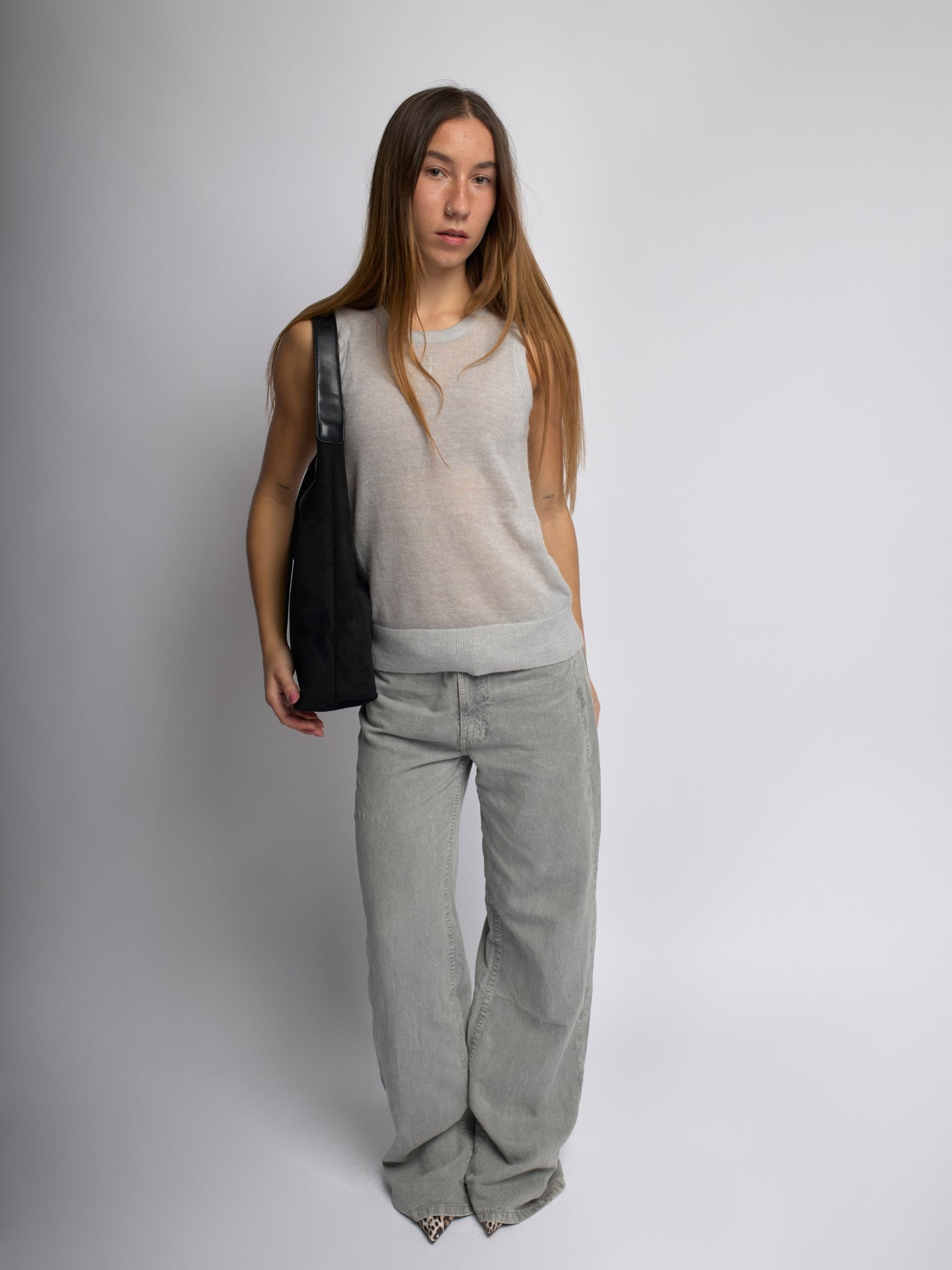 Black Suede Shoulder Bag – Minimalist & Spacious Design