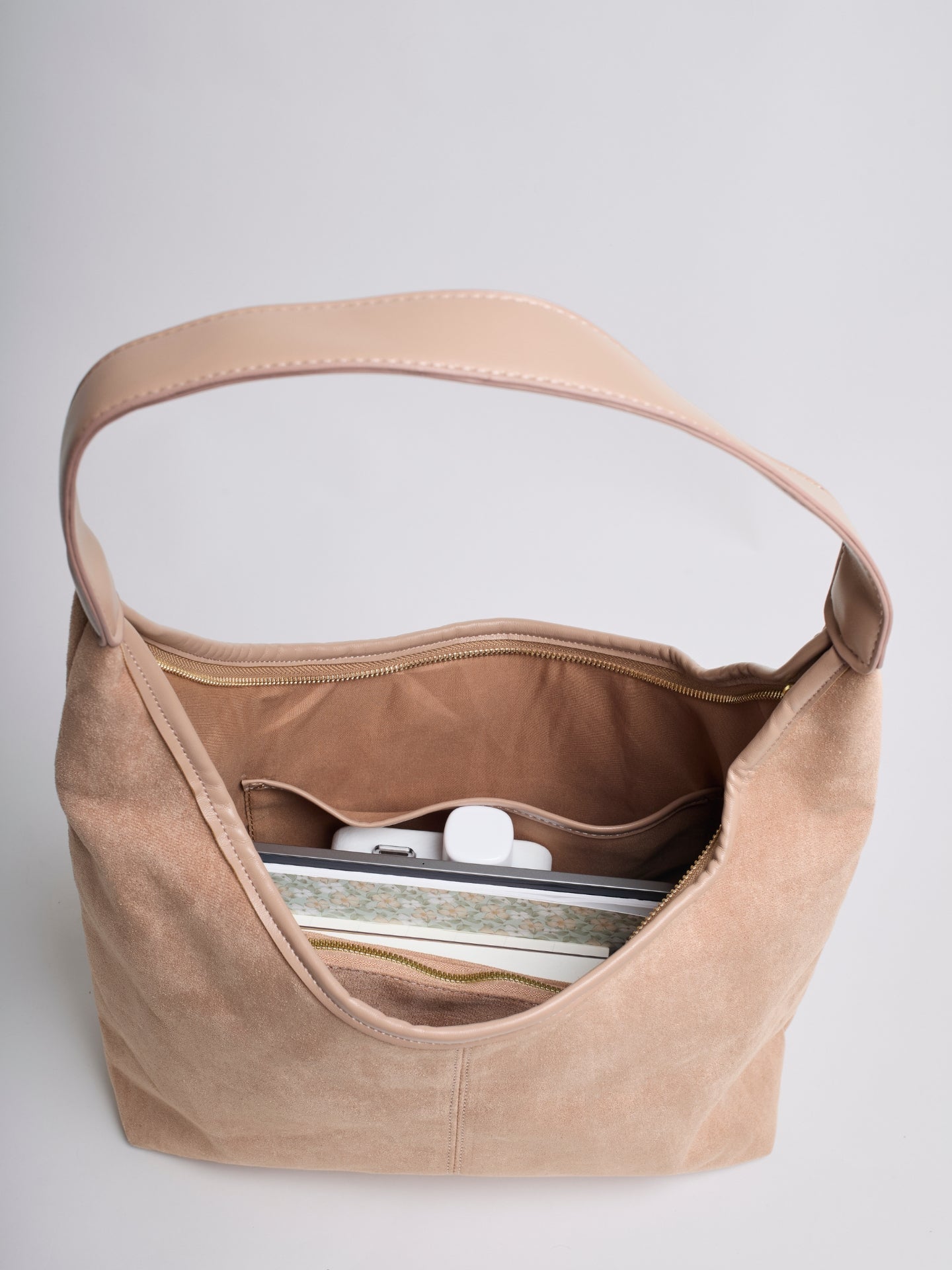 Black Suede Shoulder Bag – Minimalist & Spacious Design