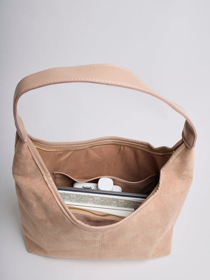 Black Suede Shoulder Bag – Minimalist & Spacious Design