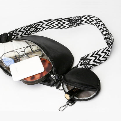 Stylish PU Leather Crossbody Bag with Braided Strap & Detachable Coin Pouch