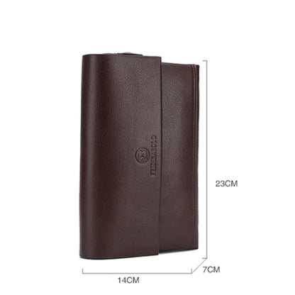 Men's Leather Wristlet Wallet – Multifunctional Clutch with Zippered Pockets