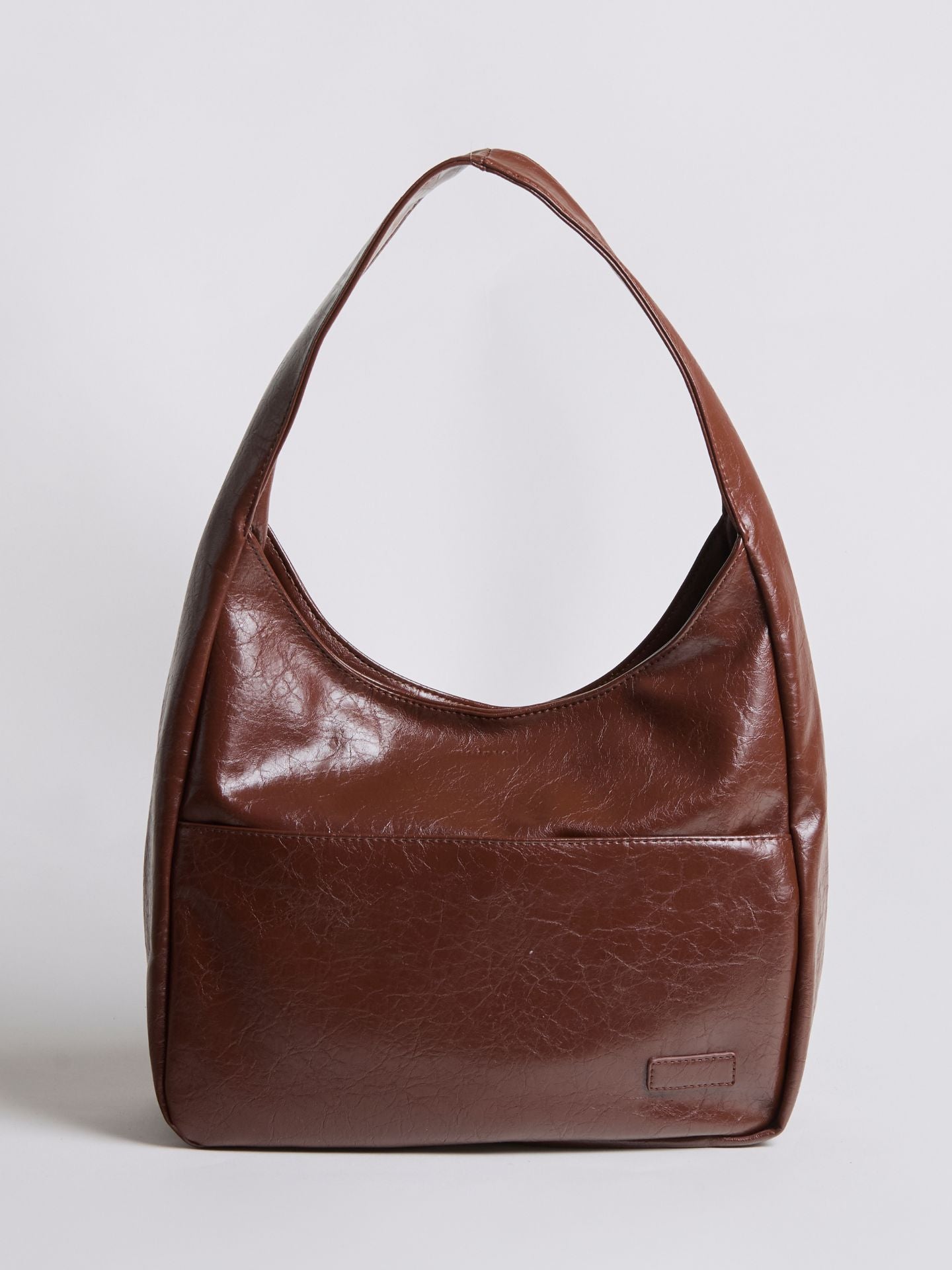Black Vegan Leather Half-Moon Shoulder Bag – Elegant & Versatile