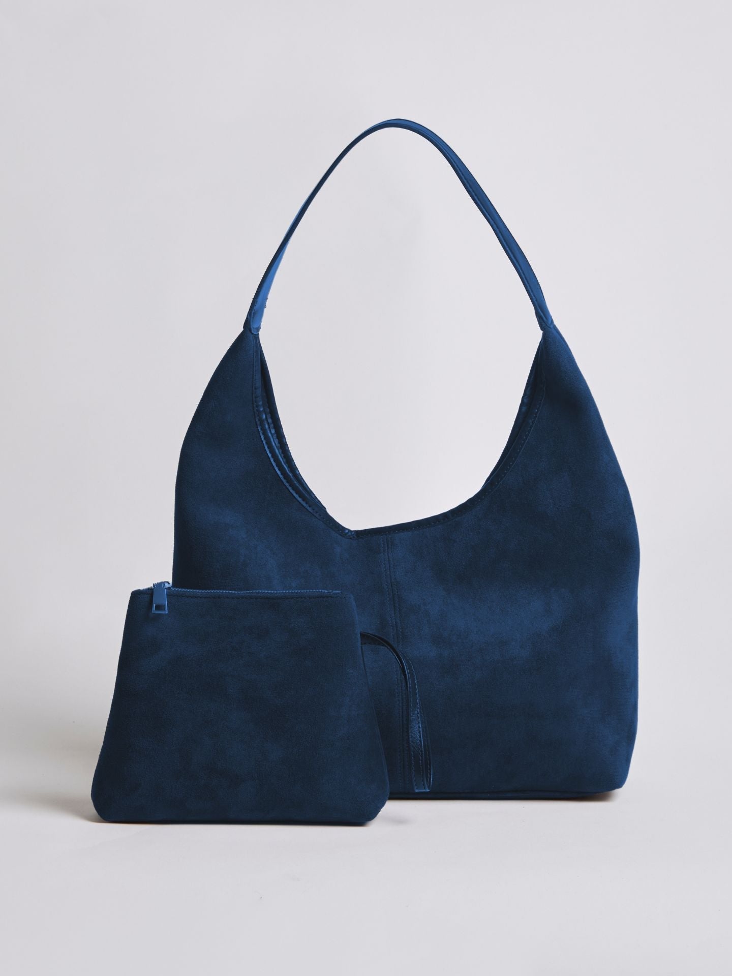 Black Suede Shoulder Bag – Minimalist & Spacious Design