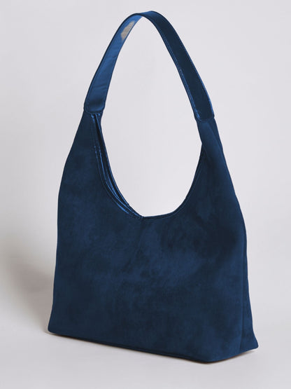 Black Suede Shoulder Bag – Minimalist & Spacious Design