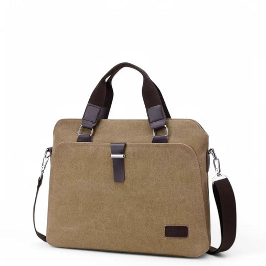 Stylish Brown Canvas Laptop Bag – Lightweight & Durable Work Tote