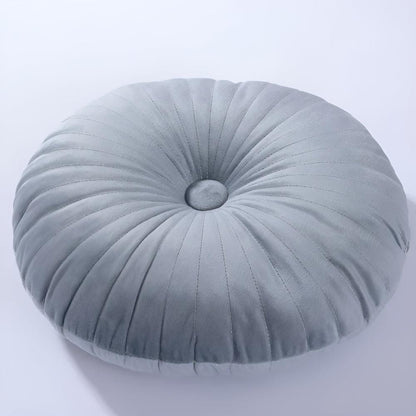 Round Velvet Decorative Cushion – Plush Pleated Throw Pillow in Multiple Trendy Colours