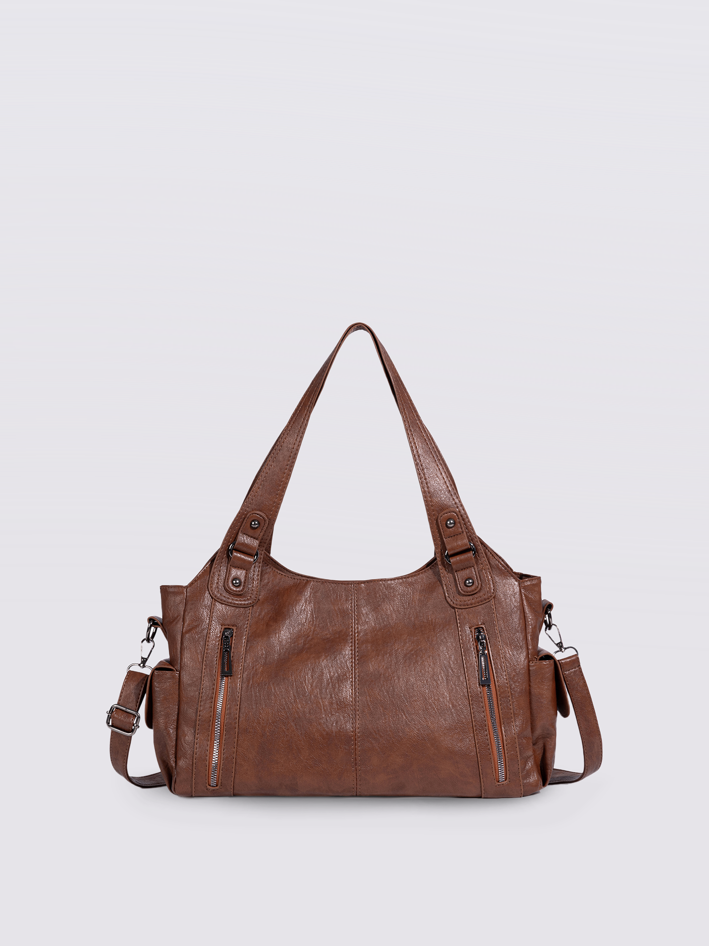 Black Leather Shoulder Bag with Side Pockets – Spacious & Elegant Women’s Leather Handbag