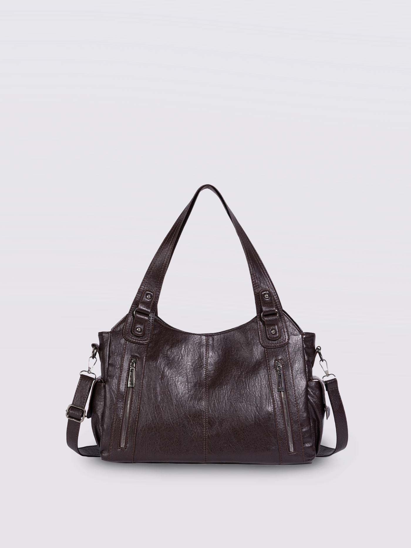 Black Leather Shoulder Bag with Side Pockets – Spacious & Elegant Women’s Leather Handbag