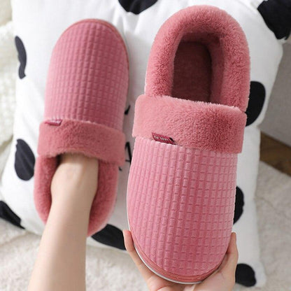 Unisex Fleece-Lined Winter Slippers – Soft Fabric, Warm Lining, Non-Slip Sole