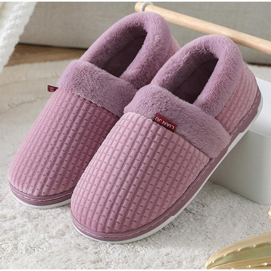Unisex Fleece-Lined Winter Slippers – Soft Fabric, Warm Lining, Non-Slip Sole