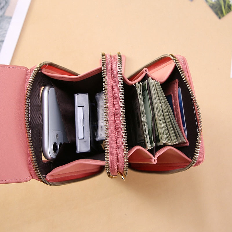 Forever Young Compact Crossbody Phone Wallet – Stylish Multi-Pocket Purse for Women