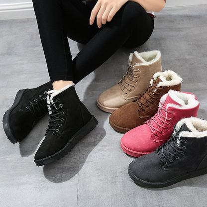 Women’s Fur-Lined Winter Lace-Up Boots | Insulated Snow Boots with Anti-Slip Sole