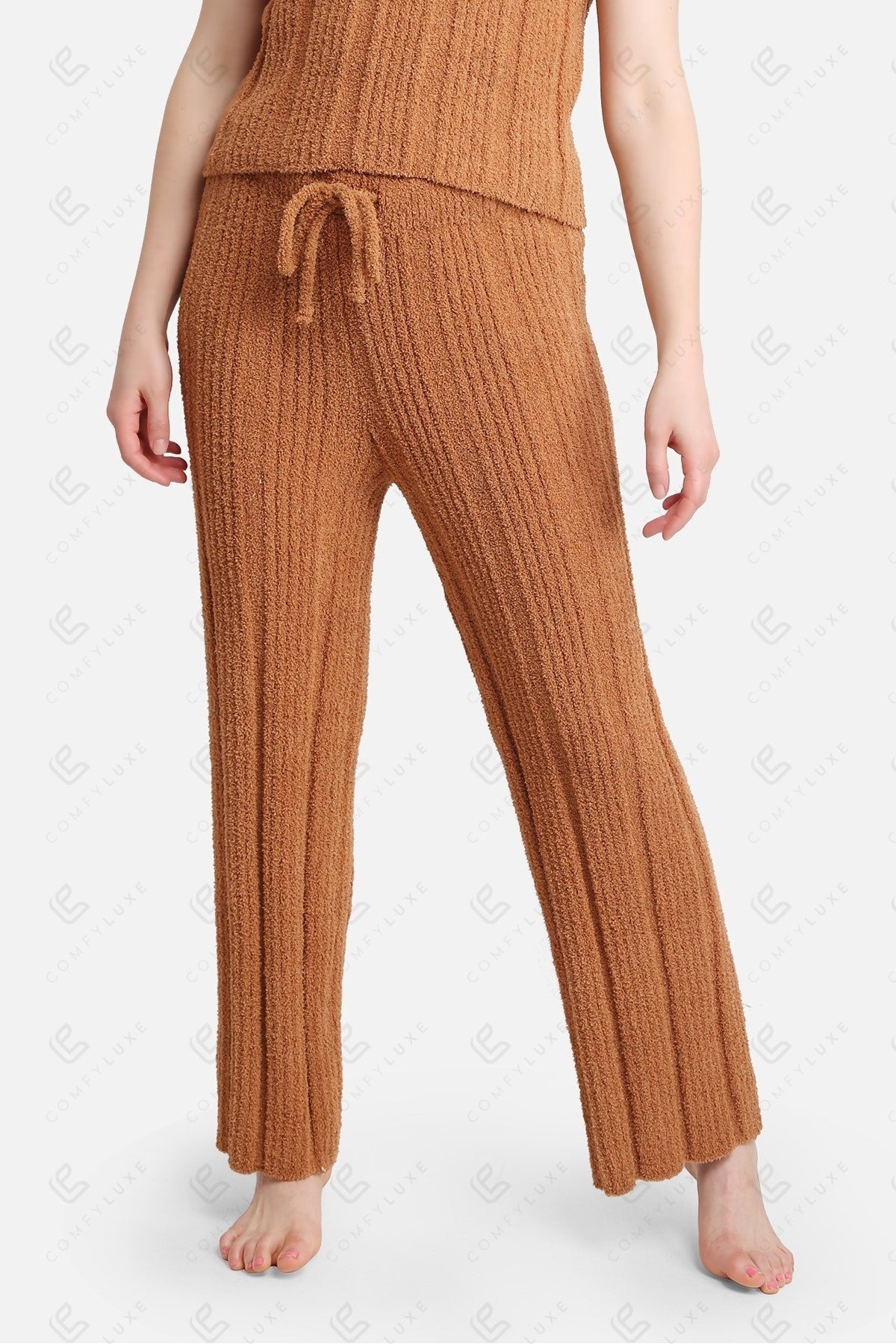 Luxe Ribbed Lounge Pants with Adjustable Drawstring – Ultra-Soft Microfiber Comfort Fit