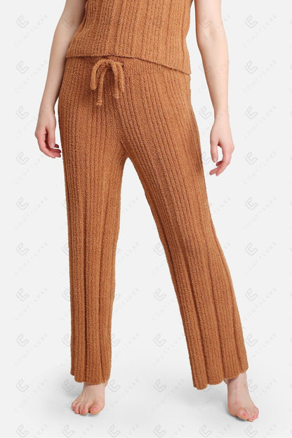 Luxe Ribbed Lounge Pants with Adjustable Drawstring – Ultra-Soft Microfiber Comfort Fit