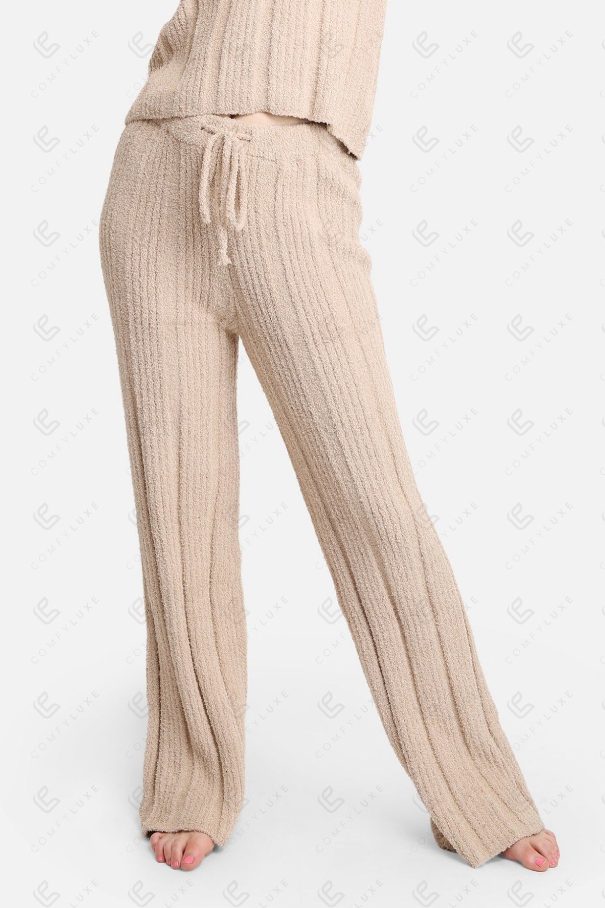 Luxe Ribbed Lounge Pants with Adjustable Drawstring – Ultra-Soft Microfiber Comfort Fit
