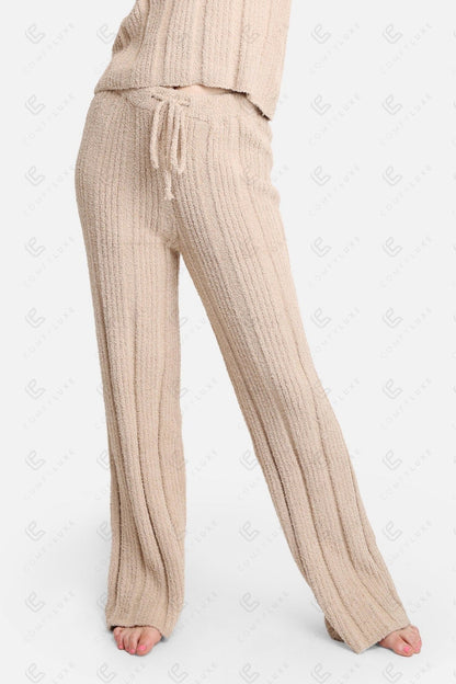 Luxe Ribbed Lounge Pants with Adjustable Drawstring – Ultra-Soft Microfiber Comfort Fit