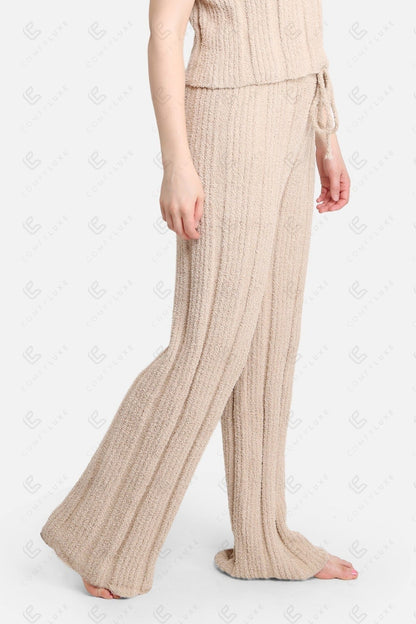 Luxe Ribbed Lounge Pants with Adjustable Drawstring – Ultra-Soft Microfiber Comfort Fit