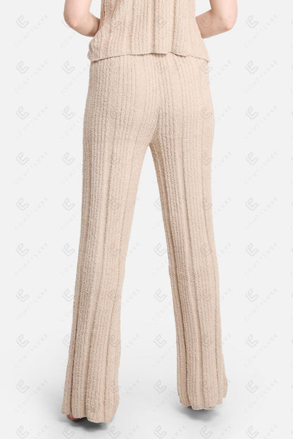 Luxe Ribbed Lounge Pants with Adjustable Drawstring – Ultra-Soft Microfiber Comfort Fit